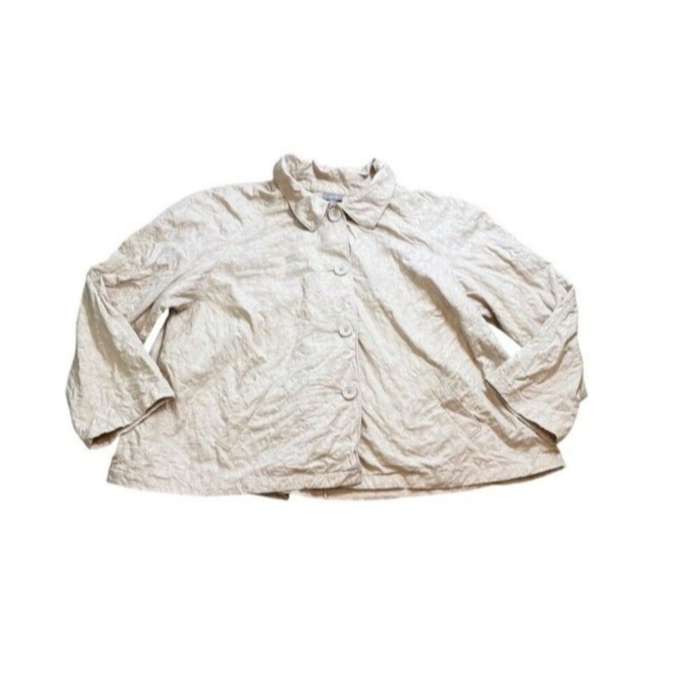 J.Jill Swing Lagenlook Jacket Blazer Womens Size 1X Plus Pockets Textured Beige